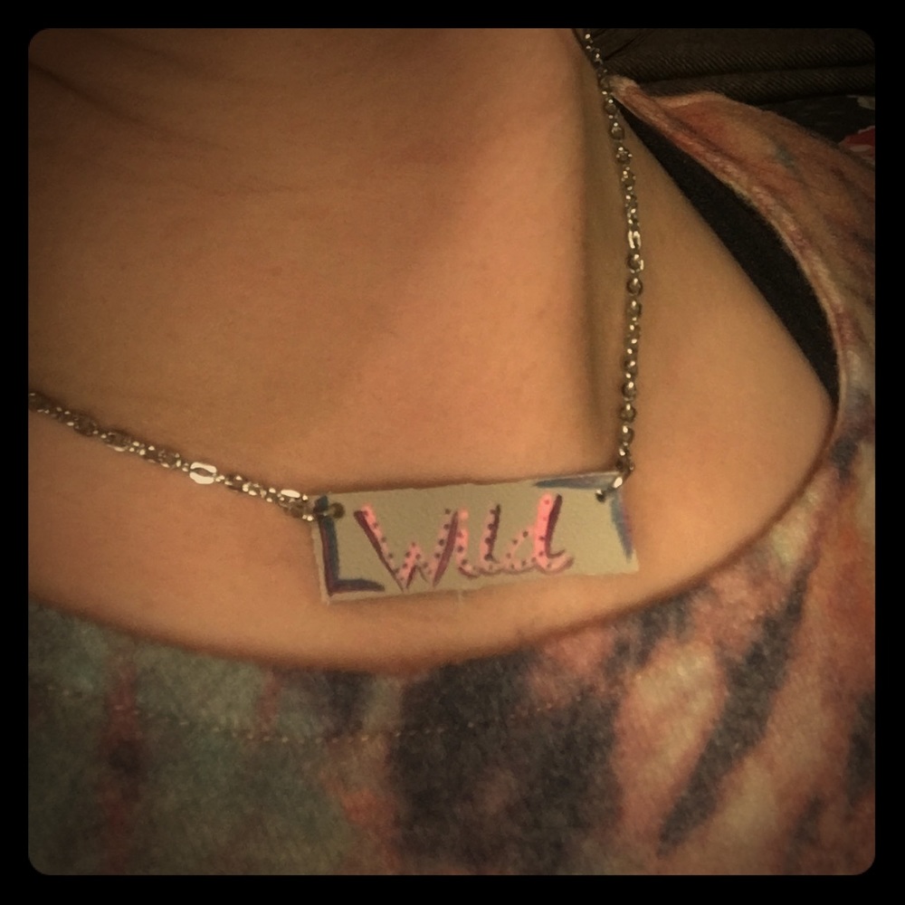 Wild child hand painted leather choker